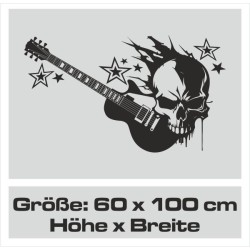 Wandaufkleber Wandtattoo Musik Bass Gitarre Sound Music Rock your Life Noten Notenschlüssel Kopfhörer DJ Totenkopf Disco Melodie