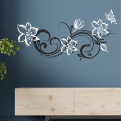 Wandaufkleber Wandtattoo Aufkleber Wand 2farbig Blumen Ranke Dekor Tattoo Musik Swing Noten Blüten Blumen Landschaft Rosen Liebe