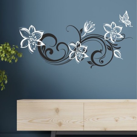 Wandaufkleber Wandtattoo Aufkleber Wand 2farbig Blumen Ranke Dekor Tattoo Musik Swing Noten Blüten Blumen Landschaft Rosen Liebe