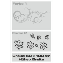 Wandaufkleber Wandtattoo Aufkleber Wand 2farbig Blumen Ranke Dekor Tattoo Musik Swing Noten Blüten Blumen Landschaft Rosen Liebe