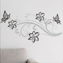 Wandaufkleber Wandtattoo Aufkleber Wand 2farbig Blumen Ranke Dekor Tattoo Musik Swing Noten Blüten Blumen Landschaft Rosen Liebe