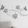 Wandaufkleber Wandtattoo Aufkleber Wand 2farbig Blumen Ranke Dekor Tattoo Musik Swing Noten Blüten Blumen Landschaft Rosen Liebe
