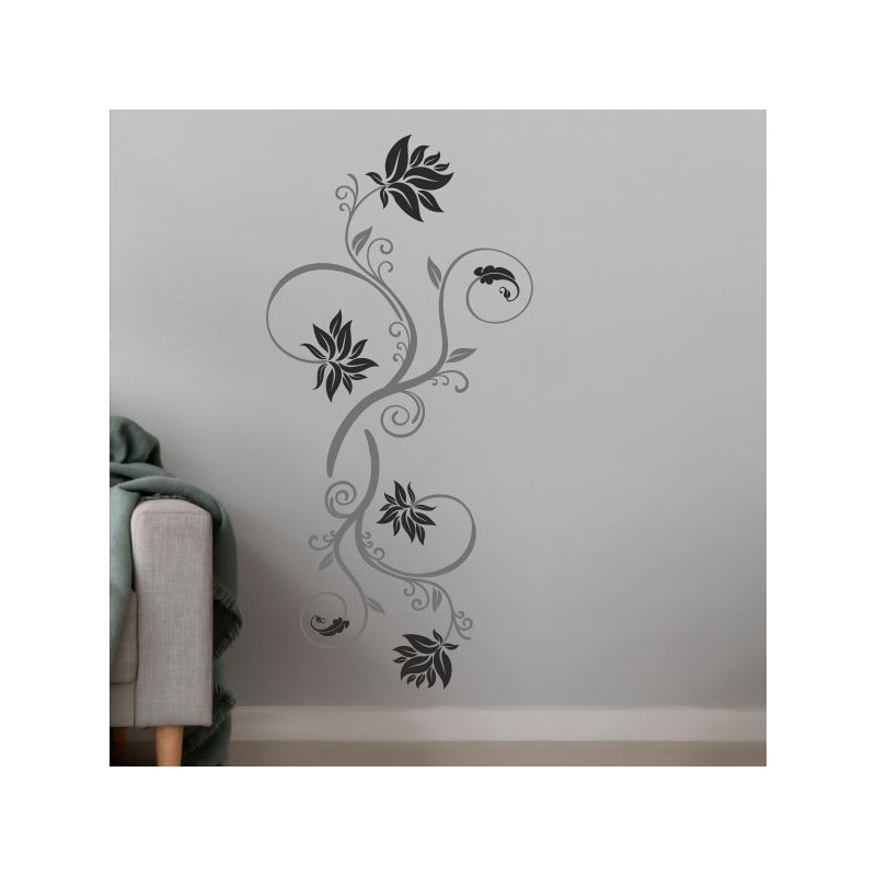 Wandaufkleber Wandtattoo Aufkleber Wand 2farbig Blumen Ranke Dekor Tattoo Musik Swing Noten Blüten Blumen Landschaft Rosen Liebe