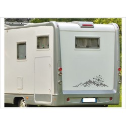 Aufkleber SET Landschaft Berge Sonne Alpen Windrose Kompass Wohnmobil Wohnwagen Caravan Camper 2farbig Aufkleber Auto