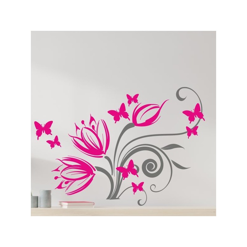 Wandaufkleber Wandtattoo Aufkleber Wand 2farbig Blumen Ranke Dekor Tattoo Musik Swing Noten Blüten Blumen Landschaft Rosen Liebe