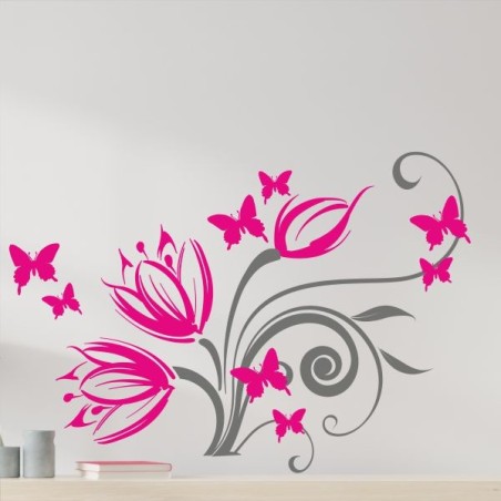 Wandaufkleber Wandtattoo Aufkleber Wand 2farbig Blumen Ranke Dekor Tattoo Musik Swing Noten Blüten Blumen Landschaft Rosen Liebe