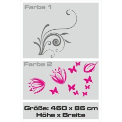 Wandaufkleber Wandtattoo Aufkleber Wand 2farbig Blumen Ranke Dekor Tattoo Musik Swing Noten Blüten Blumen Landschaft Rosen Liebe