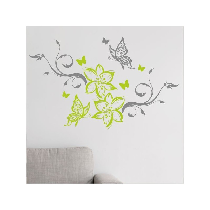 Wandaufkleber Wandtattoo Aufkleber Wand 2farbig Blumen Ranke Dekor Tattoo Musik Swing Noten Blüten Blumen Landschaft Rosen Liebe