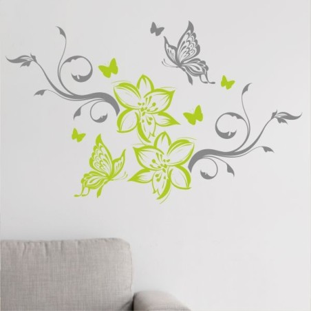 Wandaufkleber Wandtattoo Aufkleber Wand 2farbig Blumen Ranke Dekor Tattoo Musik Swing Noten Blüten Blumen Landschaft Rosen Liebe