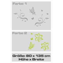 Wandaufkleber Wandtattoo Aufkleber Wand 2farbig Blumen Ranke Dekor Tattoo Musik Swing Noten Blüten Blumen Landschaft Rosen Liebe