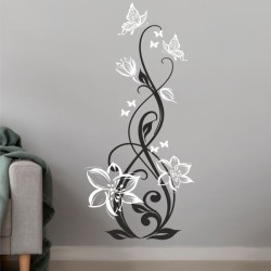 Wandaufkleber Wandtattoo Aufkleber Wand 2farbig Blumen Ranke Dekor Tattoo Musik Swing Noten Blüten Blumen Landschaft Rosen Liebe