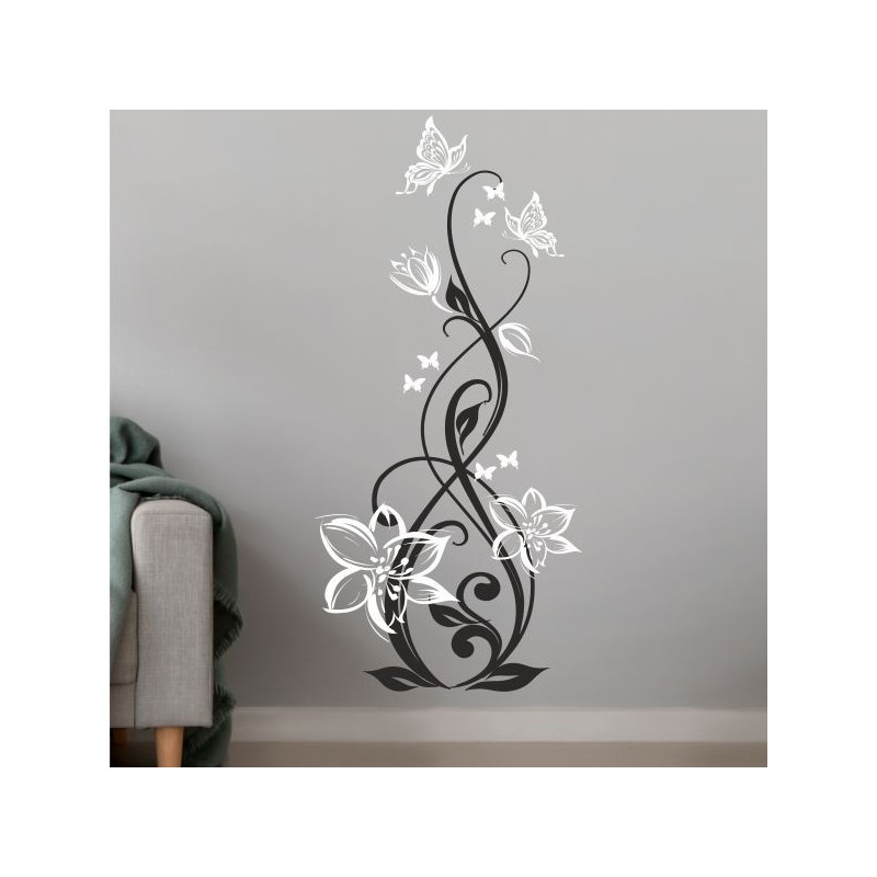 Wandaufkleber Wandtattoo Aufkleber Wand 2farbig Blumen Ranke Dekor Tattoo Musik Swing Noten Blüten Blumen Landschaft Rosen Liebe