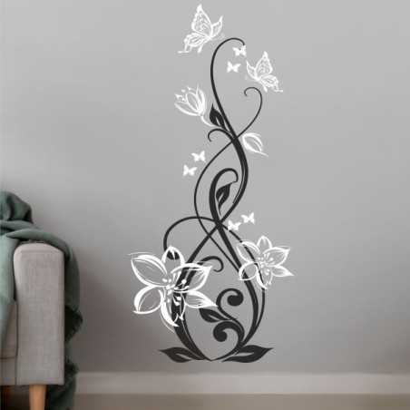 Wandaufkleber Wandtattoo Aufkleber Wand 2farbig Blumen Ranke Dekor Tattoo Musik Swing Noten Blüten Blumen Landschaft Rosen Liebe