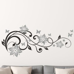 Wandaufkleber Wandtattoo Aufkleber Wand 2farbig Blumen Ranke Dekor Tattoo Musik Swing Noten Blüten Blumen Landschaft Rosen Liebe