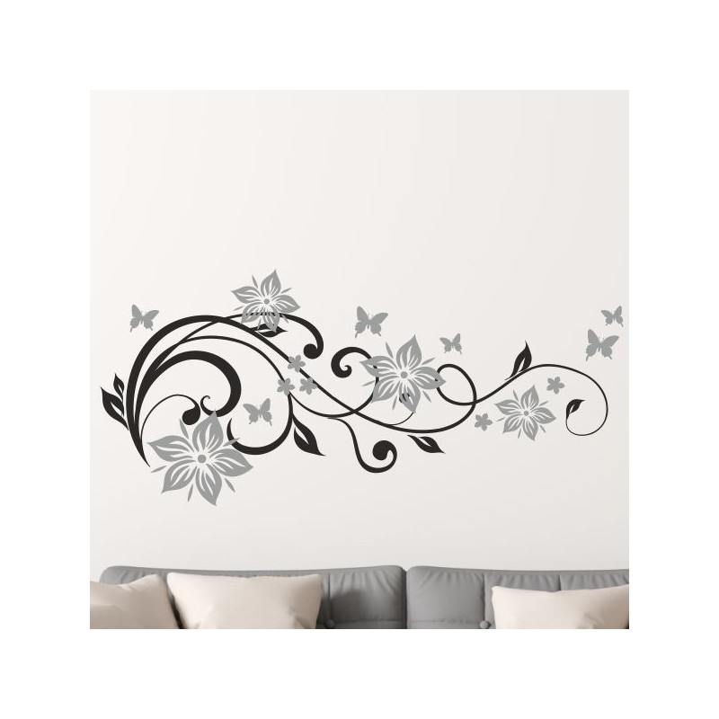 Wandaufkleber Wandtattoo Aufkleber Wand 2farbig Blumen Ranke Dekor Tattoo Musik Swing Noten Blüten Blumen Landschaft Rosen Liebe