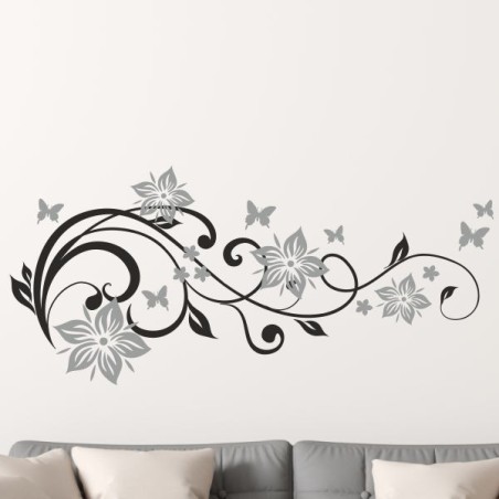 Wandaufkleber Wandtattoo Aufkleber Wand 2farbig Blumen Ranke Dekor Tattoo Musik Swing Noten Blüten Blumen Landschaft Rosen Liebe
