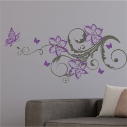 Wandaufkleber Wandtattoo Aufkleber Wand 2farbig Blumen Ranke Dekor Tattoo Musik Swing Noten Blüten Blumen Landschaft Rosen Liebe
