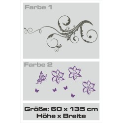 Wandaufkleber Wandtattoo Aufkleber Wand 2farbig Blumen Ranke Dekor Tattoo Musik Swing Noten Blüten Blumen Landschaft Rosen Liebe