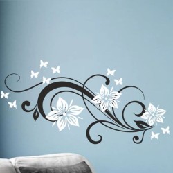 Wandaufkleber Wandtattoo Aufkleber Wand 2farbig Blumen Ranke Dekor Tattoo Musik Swing Noten Blüten Blumen Landschaft Rosen Liebe