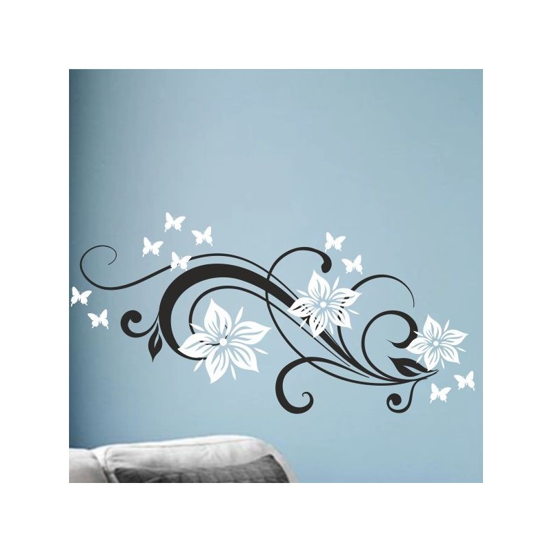 Wandaufkleber Wandtattoo Aufkleber Wand 2farbig Blumen Ranke Dekor Tattoo Musik Swing Noten Blüten Blumen Landschaft Rosen Liebe