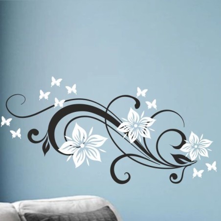 Wandaufkleber Wandtattoo Aufkleber Wand 2farbig Blumen Ranke Dekor Tattoo Musik Swing Noten Blüten Blumen Landschaft Rosen Liebe