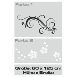 Wandaufkleber Wandtattoo Aufkleber Wand 2farbig Blumen Ranke Dekor Tattoo Musik Swing Noten Blüten Blumen Landschaft Rosen Liebe