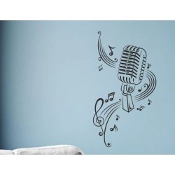 Wandaufkleber Wandtattoo Musik Bass Gitarre Sound Music Rock your Life Noten Notenschlüssel Kopfhörer DJ Totenkopf Disco Melodie