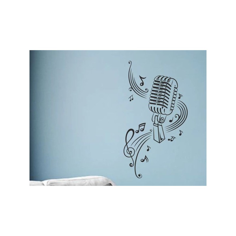 Wandaufkleber Wandtattoo Musik Bass Gitarre Sound Music Rock your Life Noten Notenschlüssel Kopfhörer DJ Totenkopf Disco Melodie