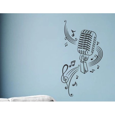 Wandaufkleber Wandtattoo Musik Bass Gitarre Sound Music Rock your Life Noten Notenschlüssel Kopfhörer DJ Totenkopf Disco Melodie