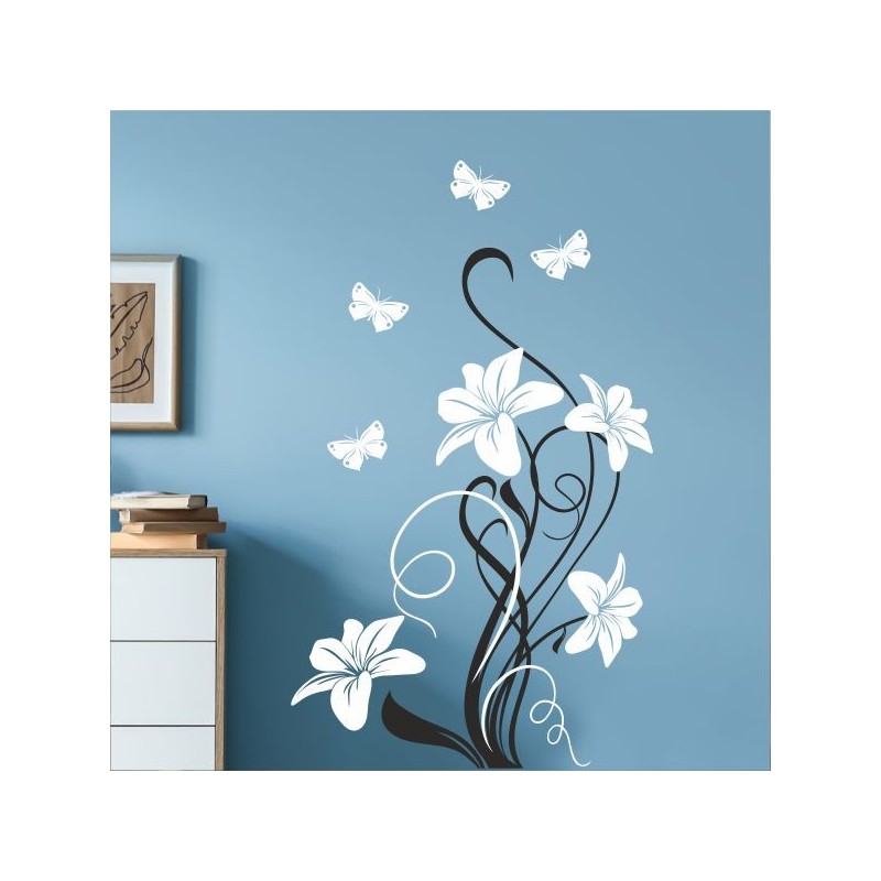 Wandaufkleber Wandtattoo Aufkleber Wand 2farbig Blumen Ranke Dekor Tattoo Musik Swing Noten Blüten Blumen Landschaft Rosen Liebe