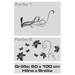 Wandaufkleber Wandtattoo Aufkleber Wand 2farbig Blumen Ranke Dekor Tattoo Musik Swing Noten Blüten Blumen Landschaft Rosen Liebe