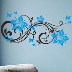 Wandaufkleber Wandtattoo Aufkleber Wand 2farbig Blumen Ranke Dekor Tattoo Musik Swing Noten Blüten Blumen Landschaft Rosen Liebe