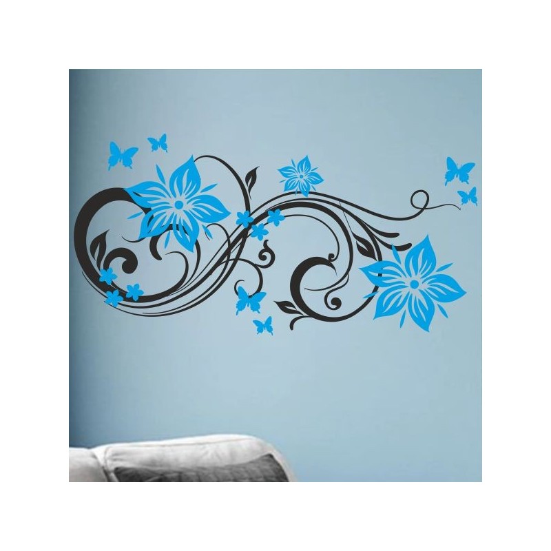 Wandaufkleber Wandtattoo Aufkleber Wand 2farbig Blumen Ranke Dekor Tattoo Musik Swing Noten Blüten Blumen Landschaft Rosen Liebe