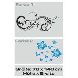 Wandaufkleber Wandtattoo Aufkleber Wand 2farbig Blumen Ranke Dekor Tattoo Musik Swing Noten Blüten Blumen Landschaft Rosen Liebe