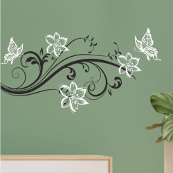 Wandaufkleber Wandtattoo Aufkleber Wand 2farbig Blumen Ranke Dekor Tattoo Musik Swing Noten Blüten Blumen Landschaft Rosen Liebe