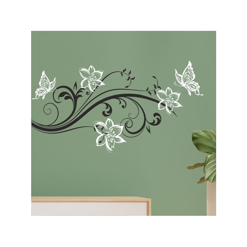 Wandaufkleber Wandtattoo Aufkleber Wand 2farbig Blumen Ranke Dekor Tattoo Musik Swing Noten Blüten Blumen Landschaft Rosen Liebe