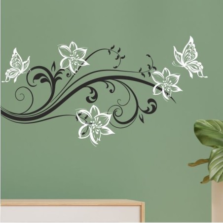 Wandaufkleber Wandtattoo Aufkleber Wand 2farbig Blumen Ranke Dekor Tattoo Musik Swing Noten Blüten Blumen Landschaft Rosen Liebe