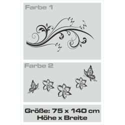 Wandaufkleber Wandtattoo Aufkleber Wand 2farbig Blumen Ranke Dekor Tattoo Musik Swing Noten Blüten Blumen Landschaft Rosen Liebe