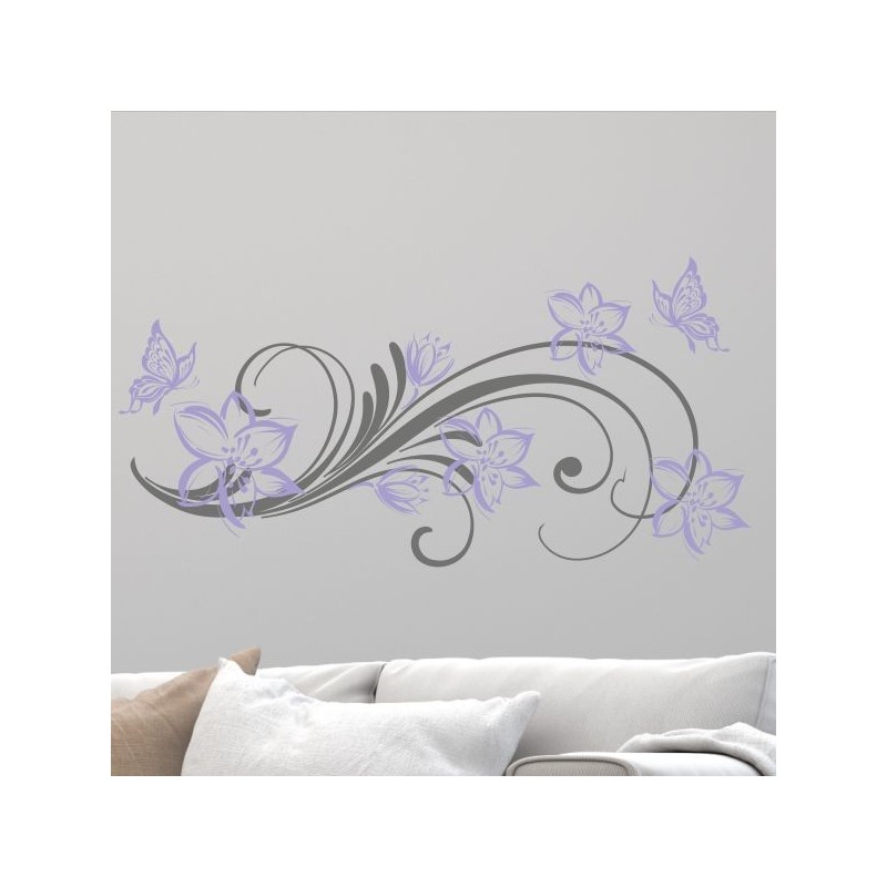 Wandaufkleber Wandtattoo Aufkleber Wand 2farbig Blumen Ranke Dekor Tattoo Musik Swing Noten Blüten Blumen Landschaft Rosen Liebe