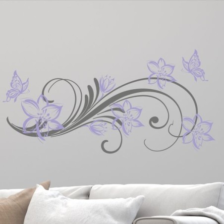 Wandaufkleber Wandtattoo Aufkleber Wand 2farbig Blumen Ranke Dekor Tattoo Musik Swing Noten Blüten Blumen Landschaft Rosen Liebe