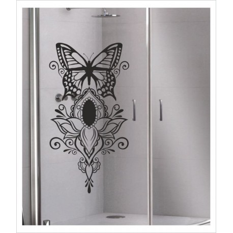 Glas Dekor Mandala Schmetterling Orient orientalisches Muster Dekor Tattoo Aufkleber Sticker