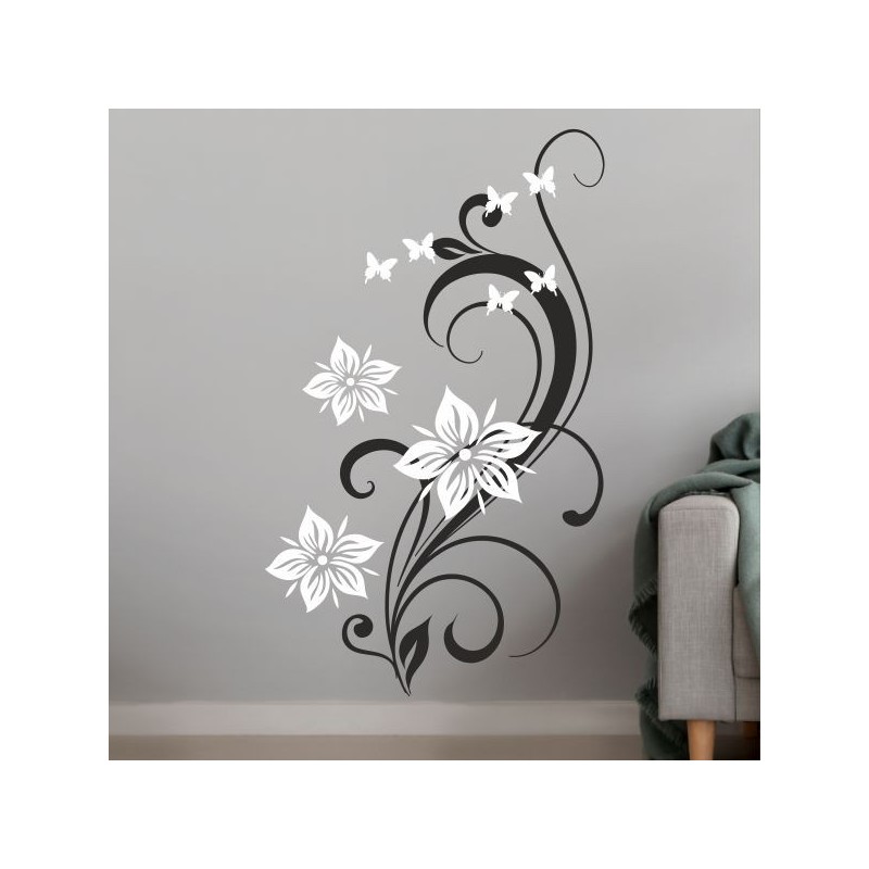 Wandaufkleber Wandtattoo Aufkleber Wand 2farbig Blumen Ranke Dekor Tattoo Musik Swing Noten Blüten Blumen Landschaft Rosen Liebe