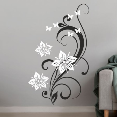 Wandaufkleber Wandtattoo Aufkleber Wand 2farbig Blumen Ranke Dekor Tattoo Musik Swing Noten Blüten Blumen Landschaft Rosen Liebe