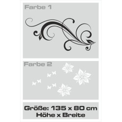 Wandaufkleber Wandtattoo Aufkleber Wand 2farbig Blumen Ranke Dekor Tattoo Musik Swing Noten Blüten Blumen Landschaft Rosen Liebe