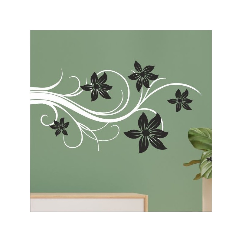 Wandaufkleber Wandtattoo Aufkleber Wand 2farbig Blumen Ranke Dekor Tattoo Musik Swing Noten Blüten Blumen Landschaft Rosen Liebe