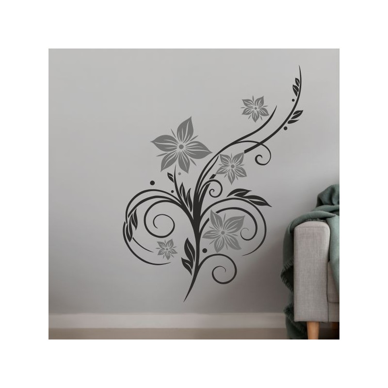 Wandaufkleber Wandtattoo Aufkleber Wand 2farbig Blumen Ranke Dekor Tattoo Musik Swing Noten Blüten Blumen Landschaft Rosen Liebe