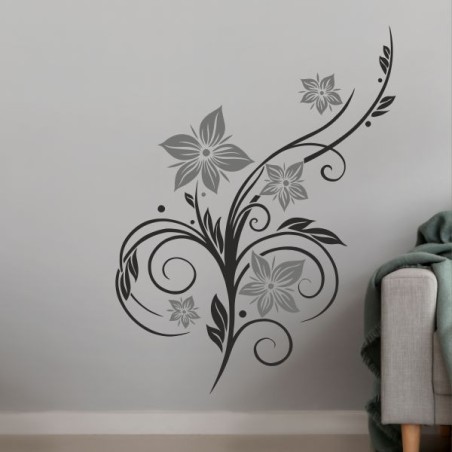 Wandaufkleber Wandtattoo Aufkleber Wand 2farbig Blumen Ranke Dekor Tattoo Musik Swing Noten Blüten Blumen Landschaft Rosen Liebe