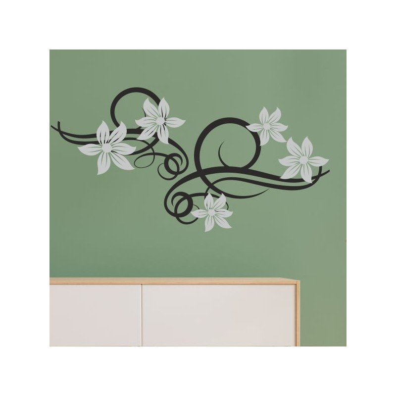 Wandaufkleber Wandtattoo Aufkleber Wand 2farbig Blumen Ranke Dekor Tattoo Musik Swing Noten Blüten Blumen Landschaft Rosen Liebe