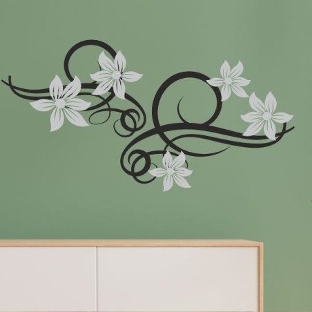 Wandaufkleber Wandtattoo Aufkleber Wand 2farbig Blumen Ranke Dekor Tattoo Musik Swing Noten Blüten Blumen Landschaft Rosen Liebe