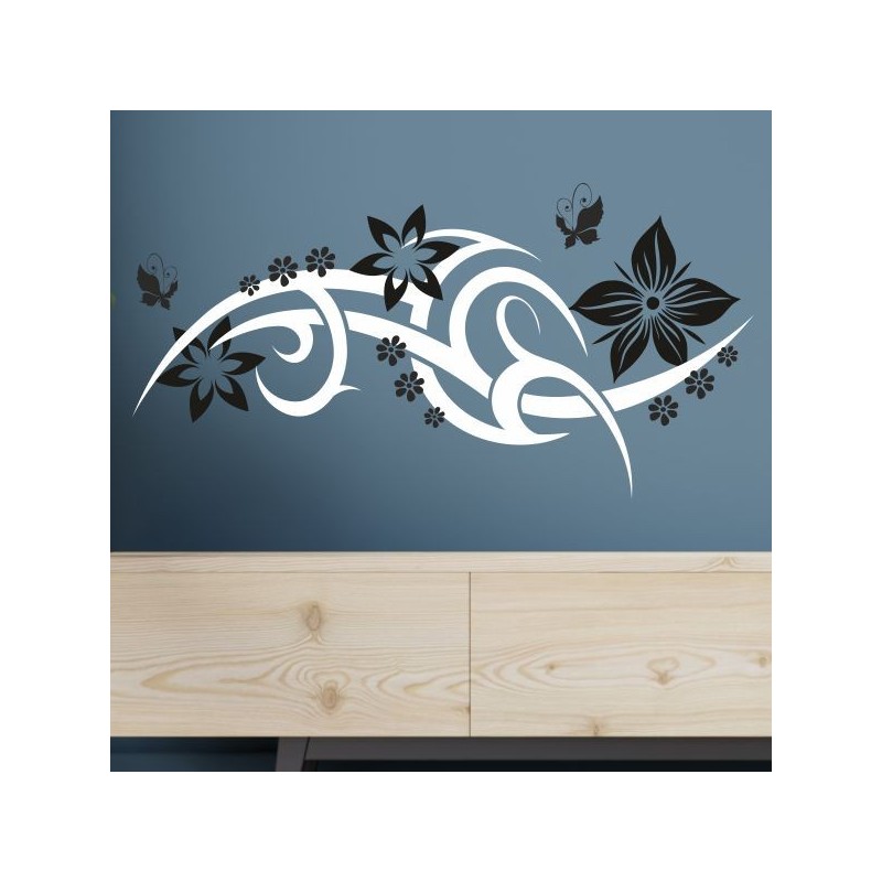 Wandaufkleber Wandtattoo Aufkleber Wand 2farbig Blumen Ranke Dekor Tattoo Musik Swing Noten Blüten Blumen Landschaft Rosen Liebe